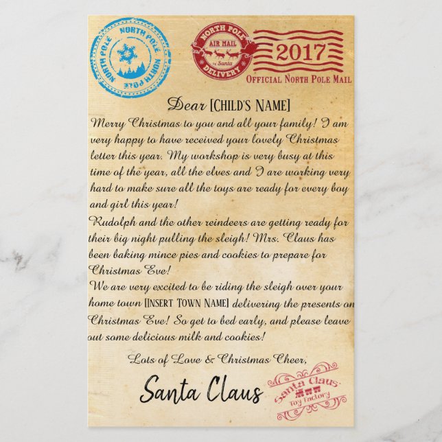 Letter From Santa | North Pole Letters | V2 Stationery (Front)