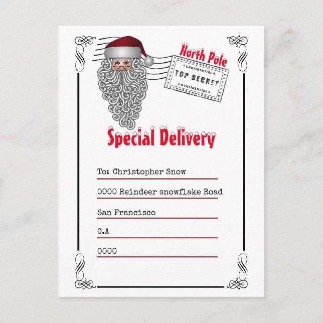 Letter from Santa North Pole to children Postcard (Front)