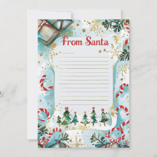  Letter from Santa   Pastel Blue & Gold Stars Invitation