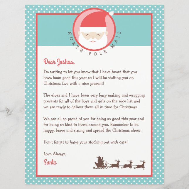 Letter From Santa Personalised & Colouring Page (Front)