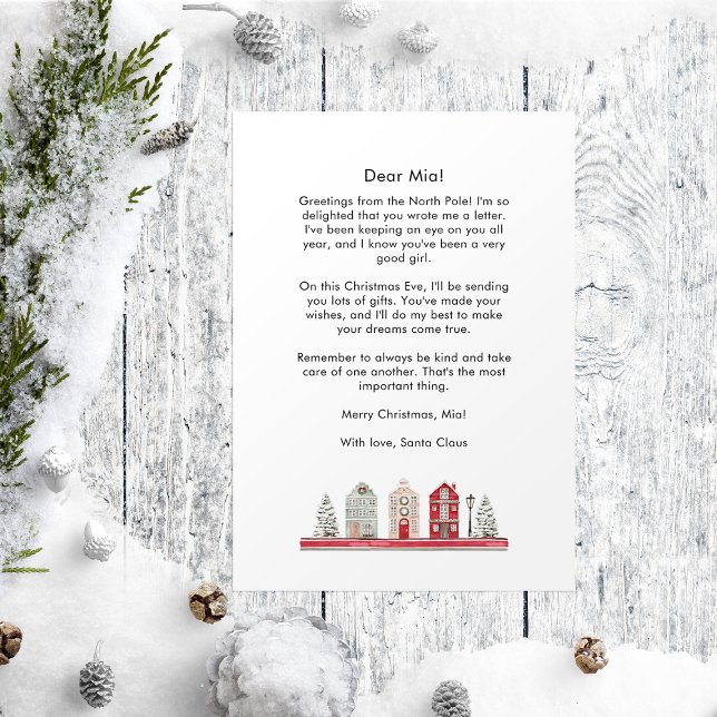 Letter from Santa to baby Christmas Cute Houses Holiday Card (Creator Uploaded)