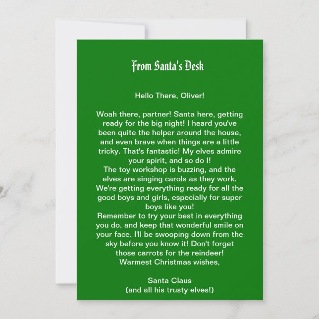  Letter From Santa's desk Invitation (Front)