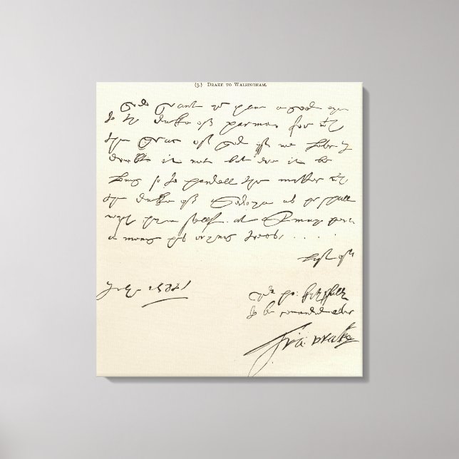 Letter from Sir Francis Drake Canvas Print (Front)
