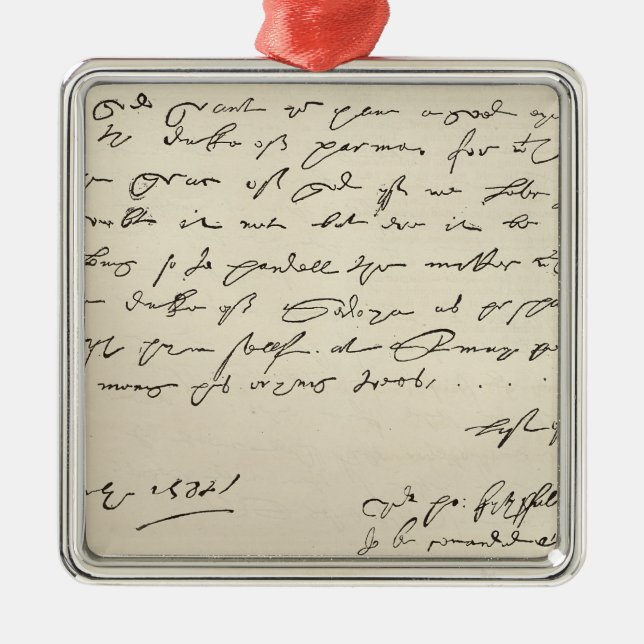 Letter from Sir Francis Drake Metal Tree Decoration (Front)