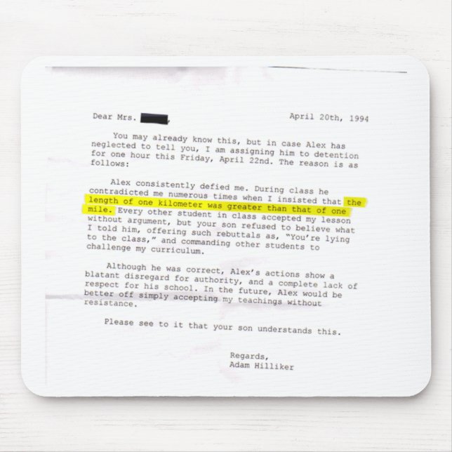 Letter from Teacher - "Accept My Teachings!" Mouse Mat (Front)