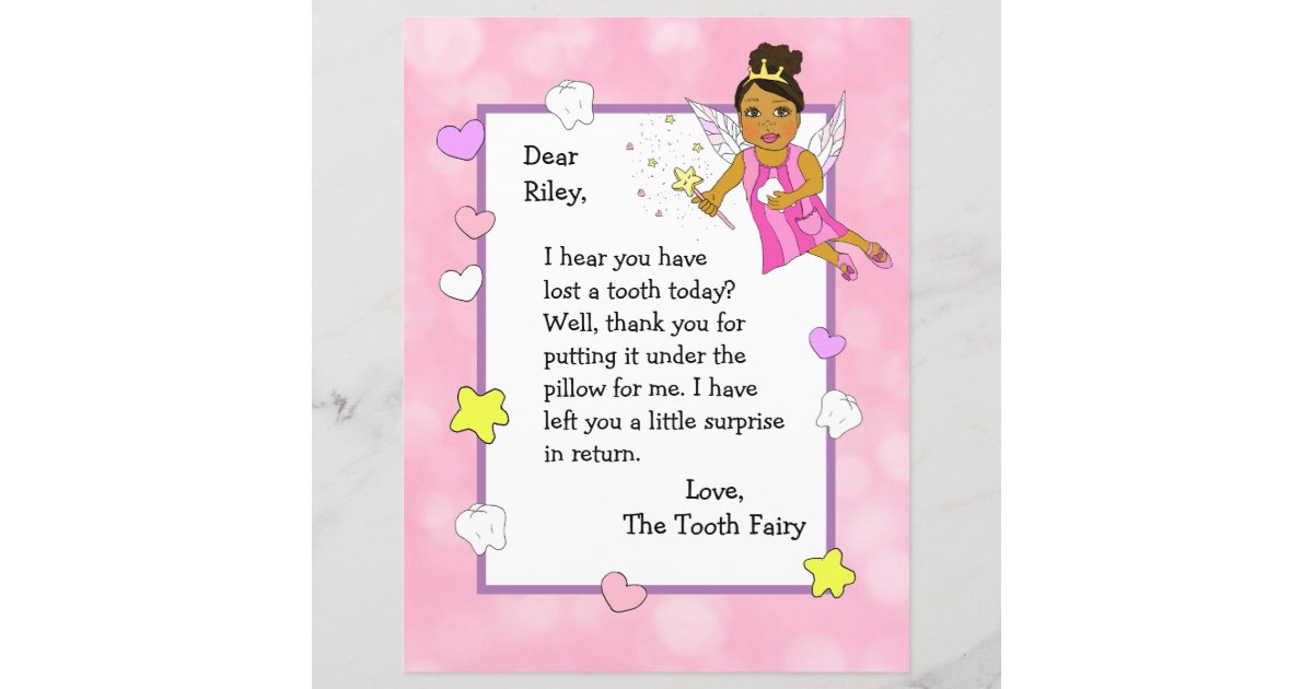 letter from the tooth fairy zazzlecouk