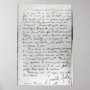 Letter from Zola to Edouard Manet  1868 Poster