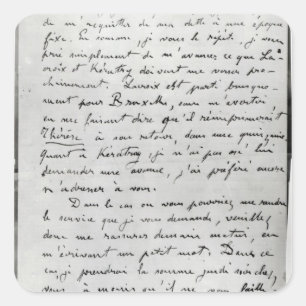 Letter from Zola to Edouard Manet 1868 Square Sticker