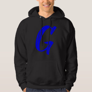 Letter G Alphabet Large Blue Graphic Initial Hoodie