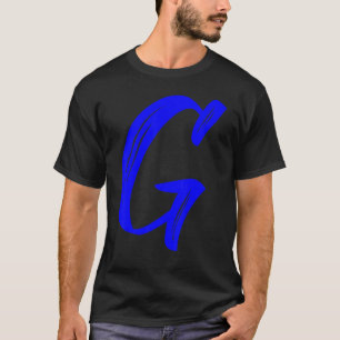 Letter G Alphabet Large Blue Graphic Initial T-Shirt