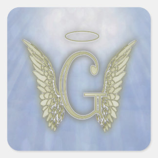 Letter G Angel Monogram Square Sticker