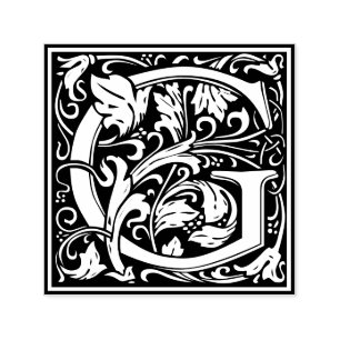 Letter G art nouveau black and white Tile Self-inking Stamp