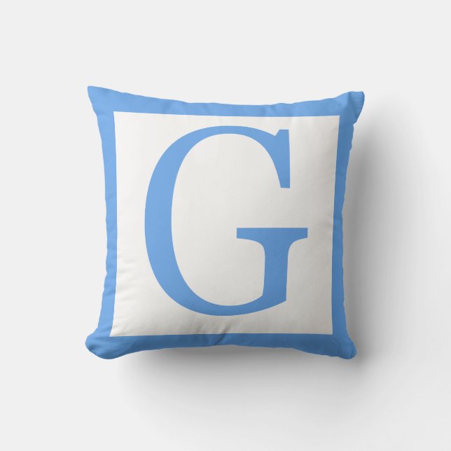 Letter G Baby Blue Border Cushion (Front)