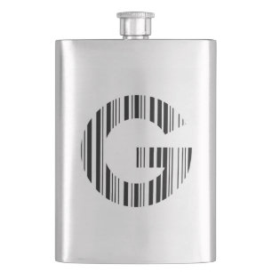 LETTER G BAR CODE First Initial Barcode Pattern Hip Flask