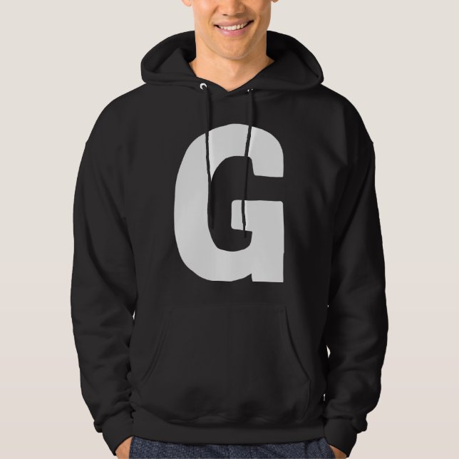 Letter G big and bold white Hoodie (Front)