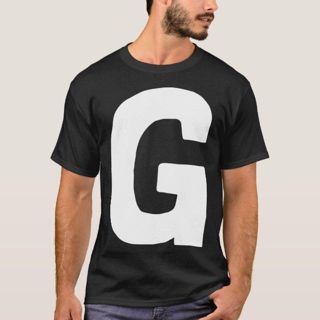 Letter G big and bold white T-Shirt (Front)
