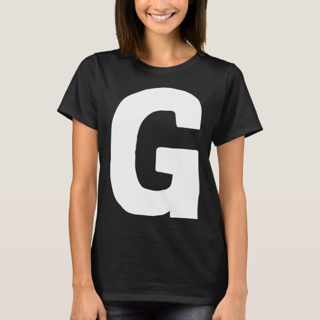 Letter G big and bold white T-Shirt (Front)