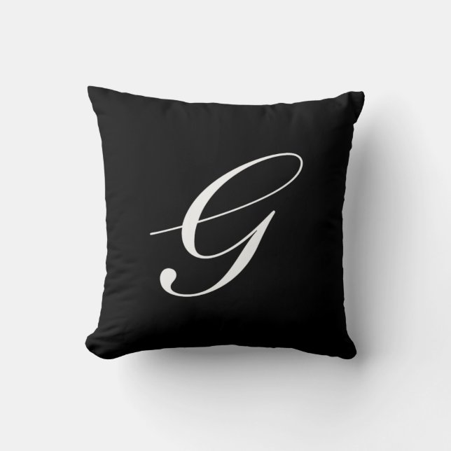 Letter G Black Monogram Pillow (Front)