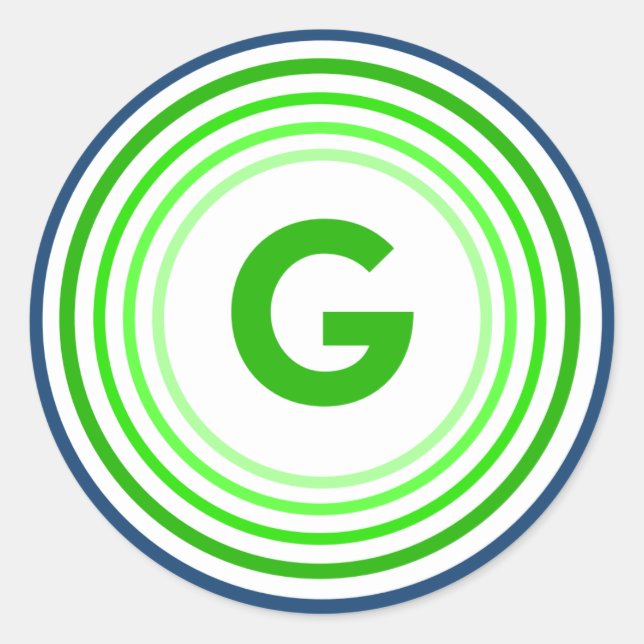 Letter G - Blue + Green Classic Round Sticker (Front)