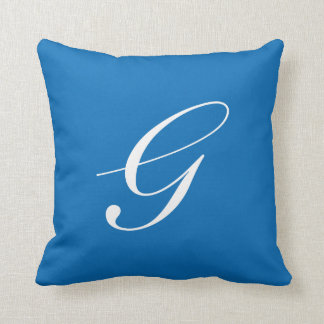 Letter G Blue Monogram Pillow