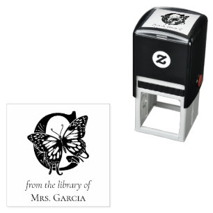 Letter G Butterfly Monogram From the Library Of Self-inking Stamp