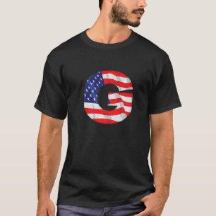 Letter G Capital Alphabet Usa American Flag Monogr T-Shirt