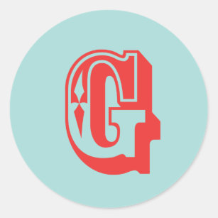 Letter G carnival style monogram initial favour Classic Round Sticker