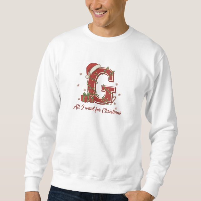 Letter G Christmas Monogram Design Sweatshirt (Front)