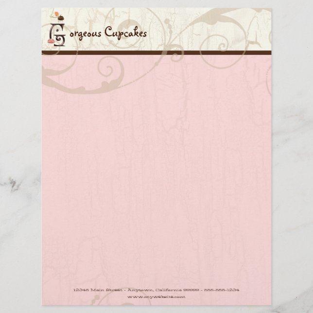 Letter G Cupcake Business Letterhead (Front)