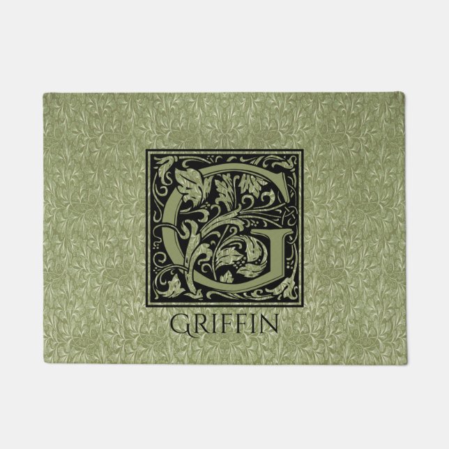 Letter G First Letter Monogram Personalised Doormat (Front)