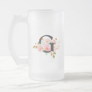 Letter G Frosted Glass Beer Mug