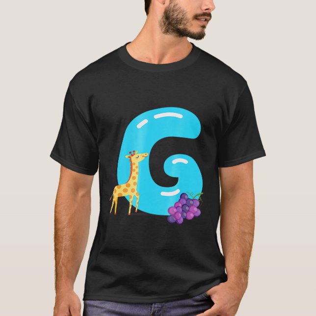 Letter G Giraffe Grape Letters With Pictures Tee (Front)