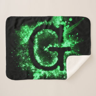 Letter G Green Capital Alphabet Sherpa Blanket