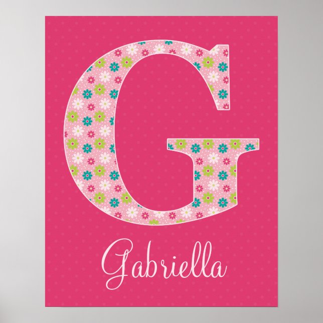 Letter G Initial Alphabet Poster for Girl (Front)