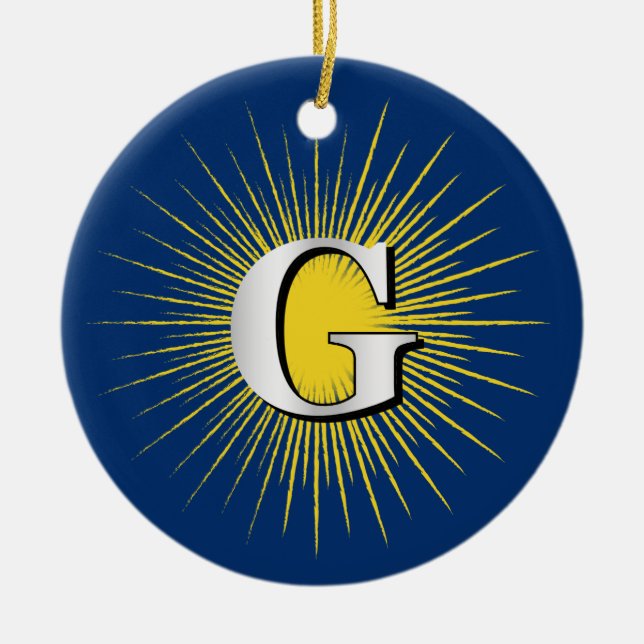 Letter G – masonic symbol Ceramic Tree Decoration (Front)
