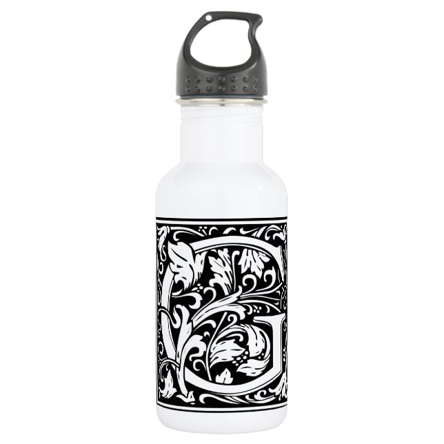 Letter G Mediaeval Monogram Art Nouveau 532 Ml Water Bottle (Front)