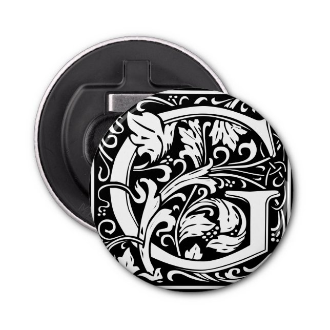 Letter G Mediaeval Monogram Art Nouveau Bottle Opener (Front)