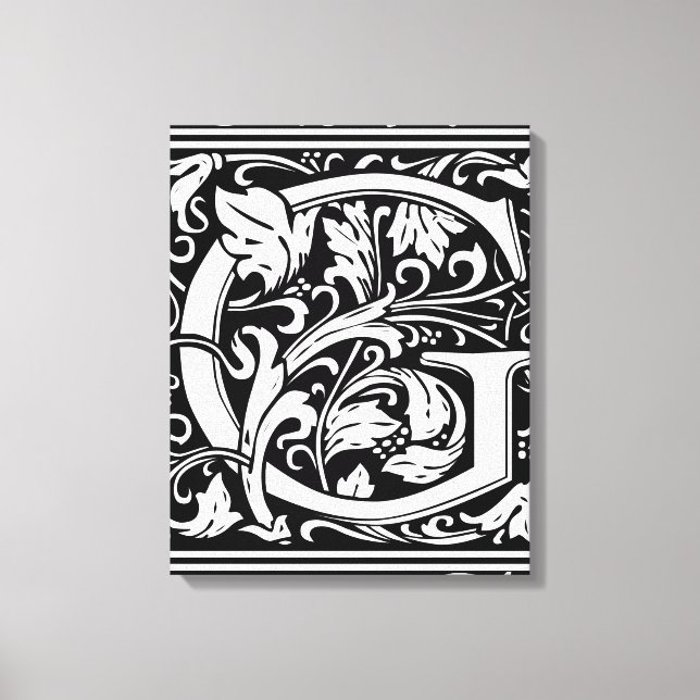 Letter G Mediaeval Monogram Art Nouveau Canvas Print (Front)