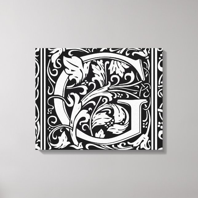 Letter G Mediaeval Monogram Art Nouveau Canvas Print (Front)