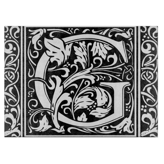 Letter G Mediaeval Monogram Art Nouveau Cutting Board (Front)