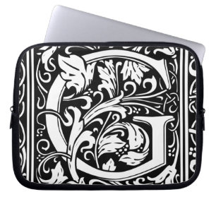 Letter G Mediaeval Monogram Art Nouveau Laptop Sleeve