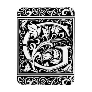 Letter G Mediaeval Monogram Art Nouveau Magnet