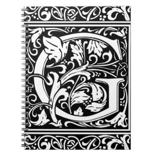 Letter G Mediaeval Monogram Art Nouveau Notebook