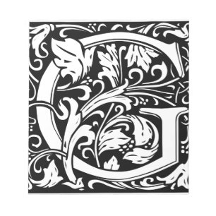Letter G Mediaeval Monogram Art Nouveau Notepad