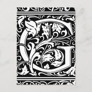 Letter G Mediaeval Monogram Art Nouveau Postcard