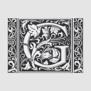 Letter G Mediaeval Monogram Art Nouveau Tissue Paper