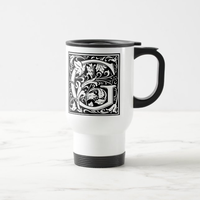 Letter G Mediaeval Monogram Art Nouveau Travel Mug (Right)