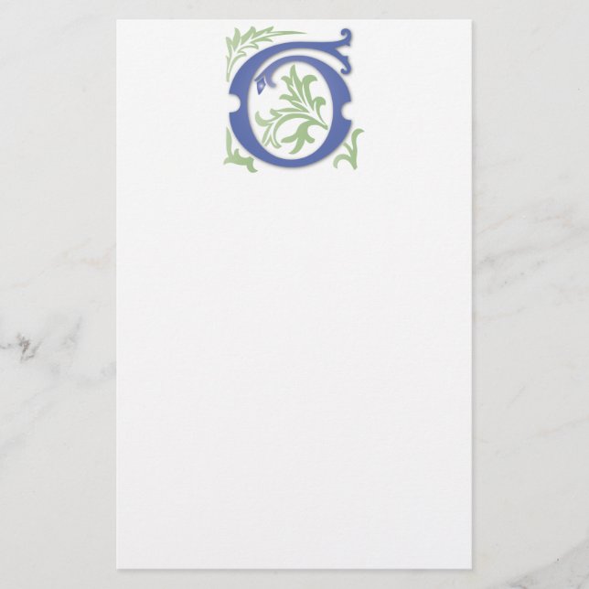 Letter G Monogram Fleur de lis Stationery (Front)