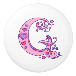 Letter G monogram flowers and hearts art pull