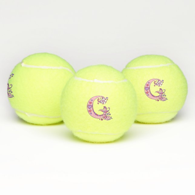 Letter G monogram girls personalised doodle art Tennis Balls (Multi)